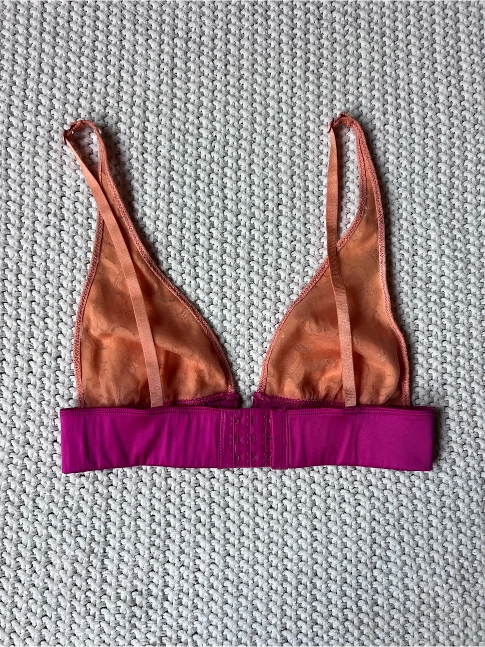 Free People Daisy V Wire Triangle Bra Orange Melon Pink Fuchsia Lace Sexy Sz XS